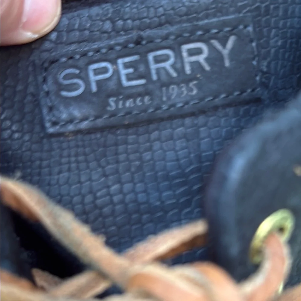 Sperry Black and Brown Winter Rain Boots with Chunky Heels